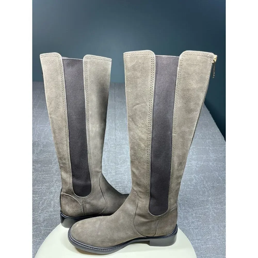 Tory Burch Christy Tall Green Suede Riding Boots Womens 6.5